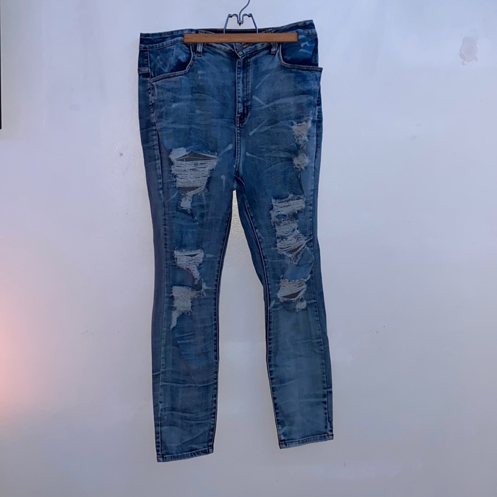 High Waisted Ripped Skinny Jeans